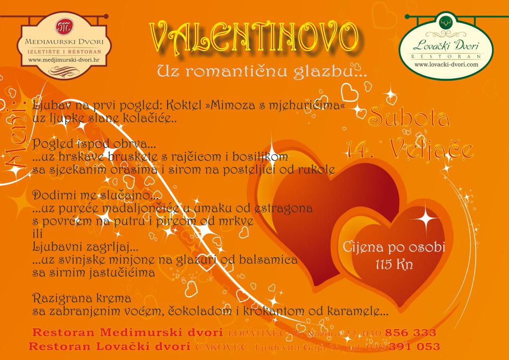 Magico San Valentino nel ristorante Međimurski dvori a Lopatinec