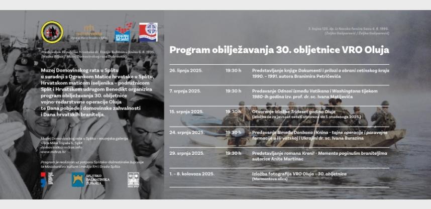 Muzej Domovinskog rata u Splitu - Program obilježavanja 30. obljetnice VRO Oluja